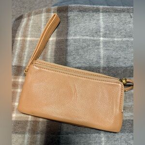 Hobo Tan Leather Wristlet Clutch